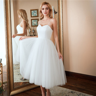 Spring Korean long wedding dress for bride, Korean style, lifting effect, mid-length, lace dress