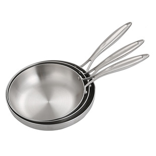 Spot cross -border 304 stainless steel three -layer steel frying pot electromagnetic cooker gas universal flat pot booster fried pan