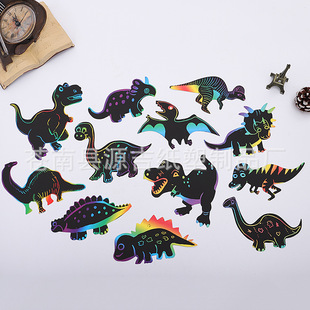 Christmas dinosaur, scratch painting, children's creativity, DIY, graffiti, halloween