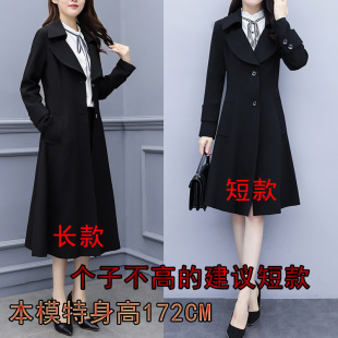 Demi-season fashionable short trench coat, plus size, maxi length