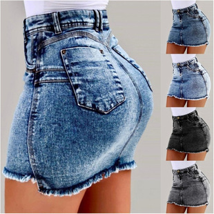 (Cross-border trading), sexy denim skirt, wish, European style, hip-accented, 4 colors