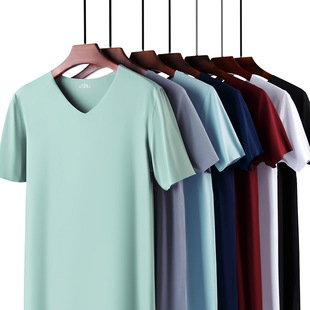 Silk thin summer base short sleeve T-shirt, slim fit