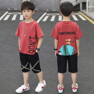 Children's summer summer clothing for boys, set, uniform, internet celebrity, children's clothing, 2026 years, for teenagers